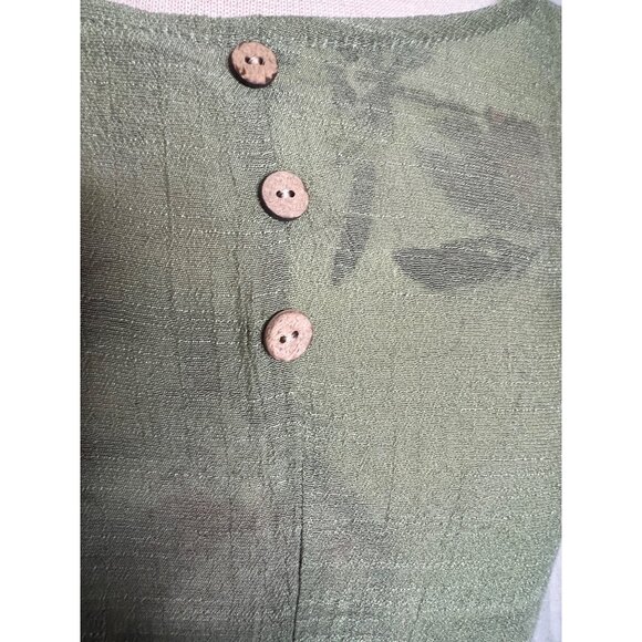 Cream Floral Green Duster Sheath Midi Dress 3XL Country Church Office - Picture 10 of 13